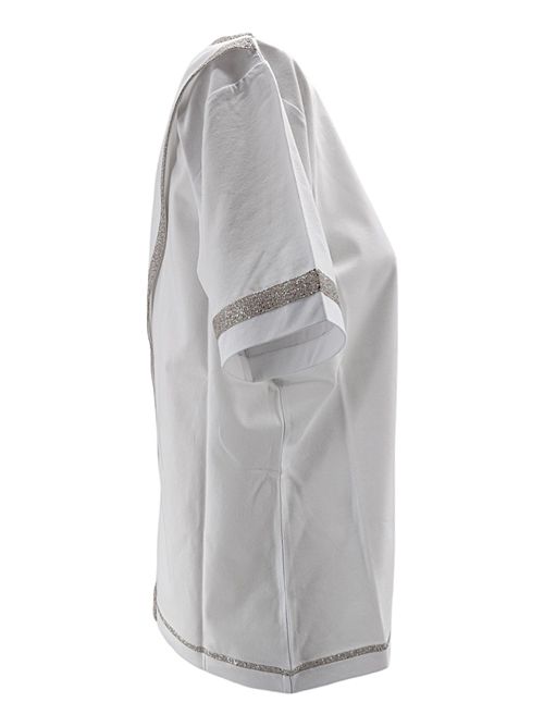 t-shirt donna in cotone bianco con taschino e dettagli lurex D.EXTERIOR | 586841