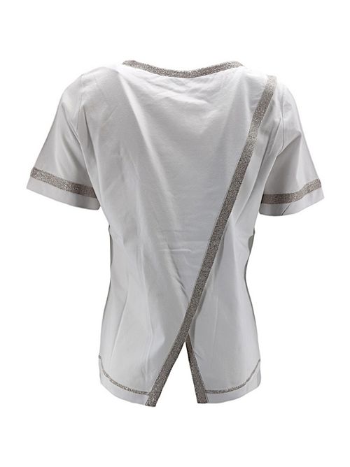 t-shirt donna in cotone bianco con taschino e dettagli lurex D.EXTERIOR | 586841