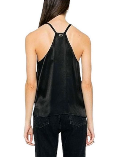 top donna senza maniche in raso nero Twin-set | 241TP250300006