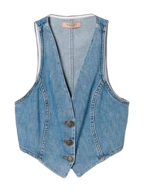 Fitted women's vest in light denim jeans Twin-set | 241TP263201611