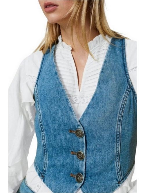 Fitted women's vest in light denim jeans Twin-set | 241TP263201611