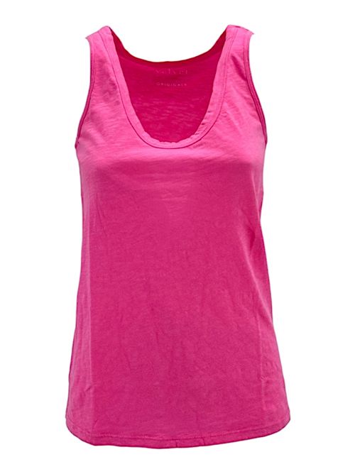 Women's pink slub cotton tank top Velvet | JOY03TAHITI