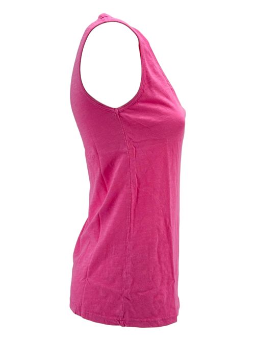 Women's pink slub cotton tank top Velvet | JOY03TAHITI
