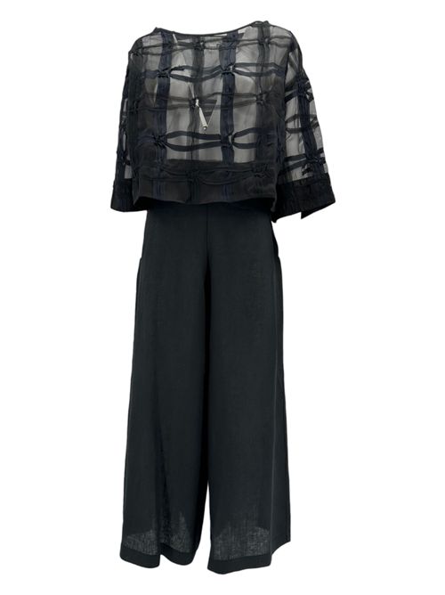 Women's black linen culottes Whyci | 1035001