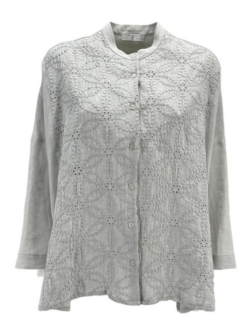 women's linen shirt with pearl embroidery Whyci | 1051024