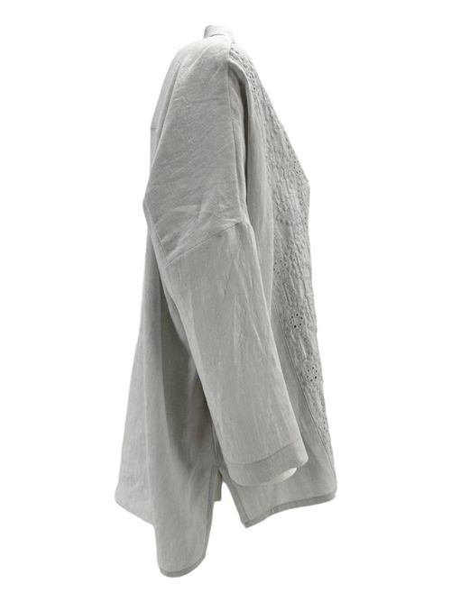 women's linen shirt with pearl embroidery Whyci | 1051024