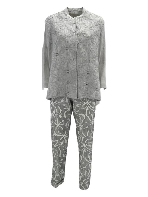 women's linen shirt with pearl embroidery Whyci | 1051024