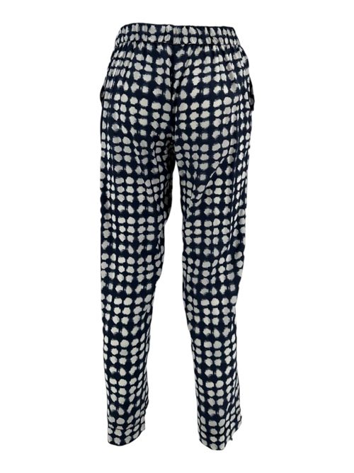 women's viscose trousers with blue and white leaf pattern Whyci | 1545-4032