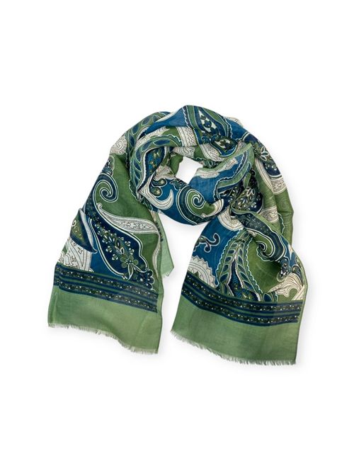 women's green and blue paisley scarf Altea | 255010202