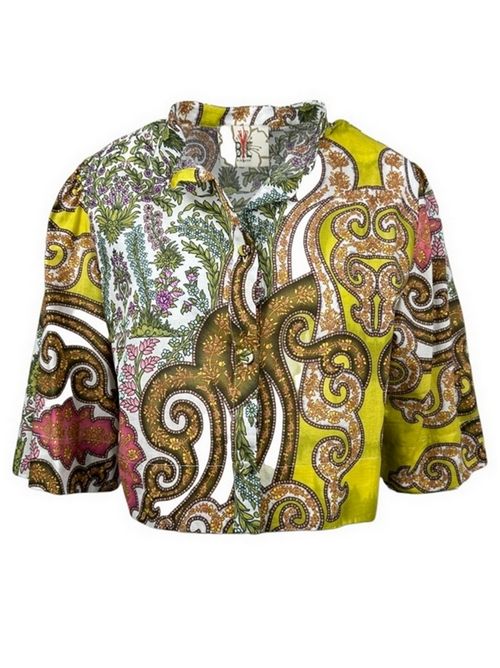 camicia donna corta fantasia cachemire acido e multicolor BYE | D217072