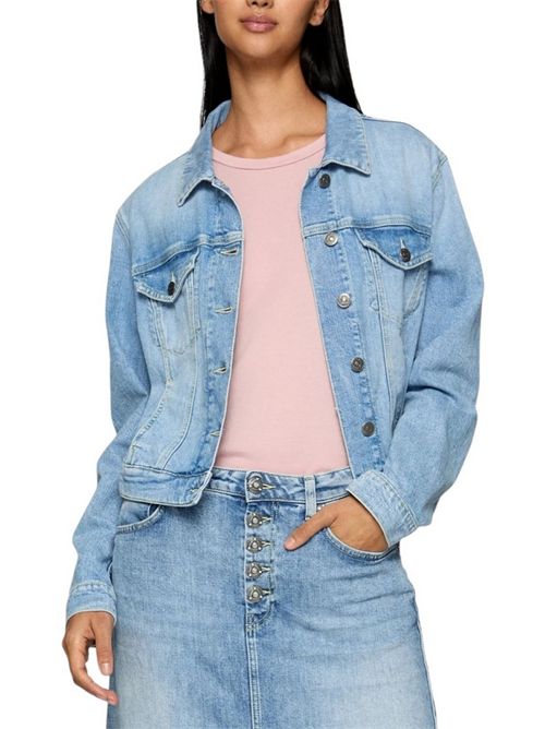 giubbotto donna in denim chiaro Dondup | DJ460DSH365DIQ1DD800