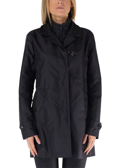 morning coat donna in popeline tecnico nero Fay | NAW59503060AXXB999