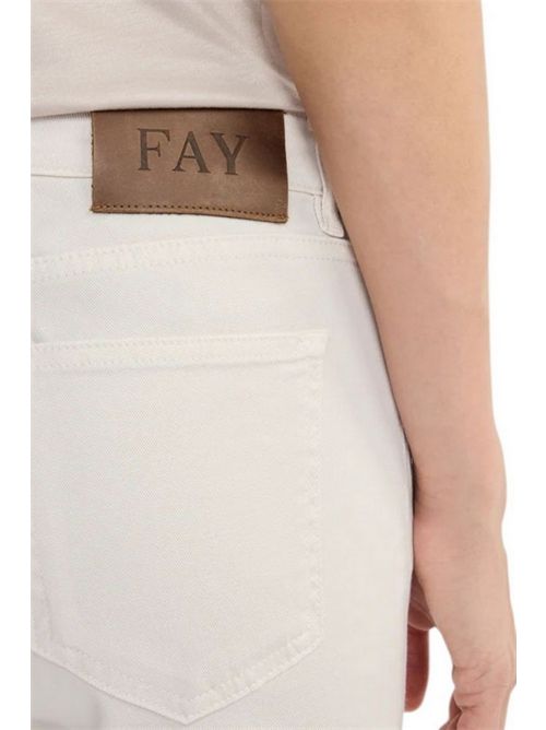 pantaloni 5 tasche in cotone stretch bianco Fay | NTW8650520TM47B209