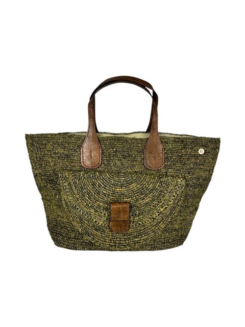 shopping donna grande in rafia con patta militare IBELIV | LAZZA2SAVANE
