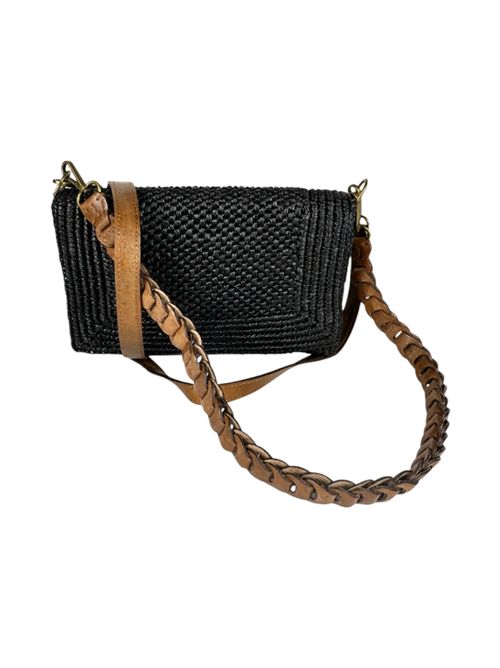 borsa donna milano  in rafia nero IBELIV | MILANOBLACK