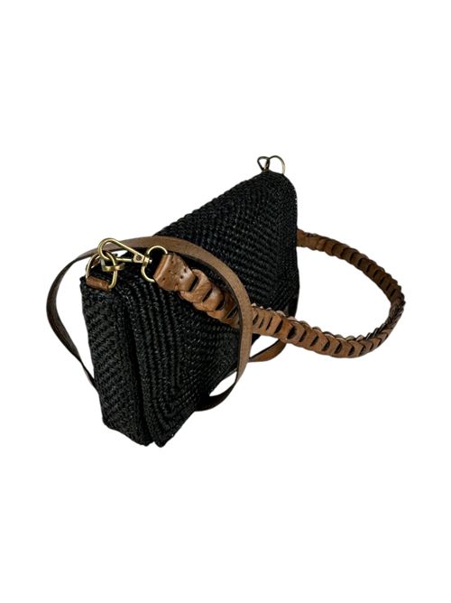 borsa donna milano  in rafia nero IBELIV | MILANOBLACK