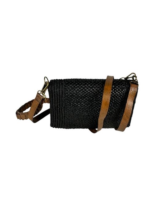 borsa donna milano  in rafia nero IBELIV | MILANOBLACK