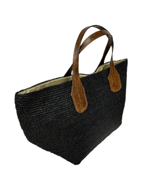 shopping donna tokio 2  in rafia nero IBELIV | TOKIO2BLACK