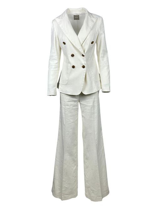 wide white linen denim women's trousers Kiltie | ANDREA-T4954110