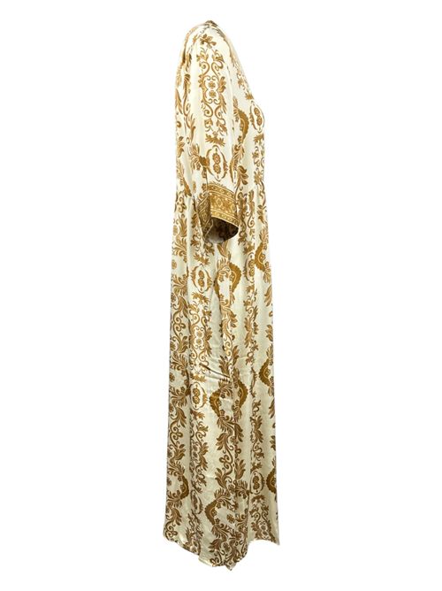 abito donna lungo manica 3/4 oro e bianco Pahiesa Formentera | TL2514151
