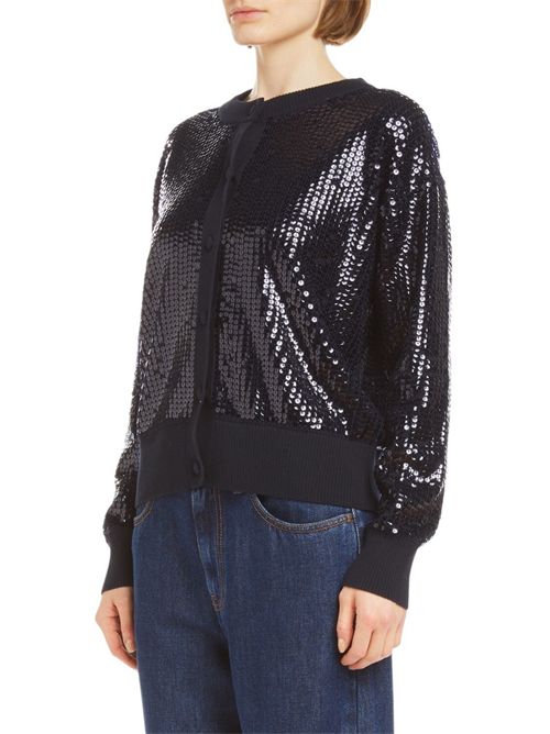 cardigan donna blu in cotone e paillettes P.A.R.O.S.H. | D520786-COBALTO012