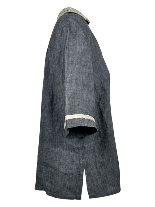 camicia donna con dettagli uncinetto grigia Purotatto | 1703898