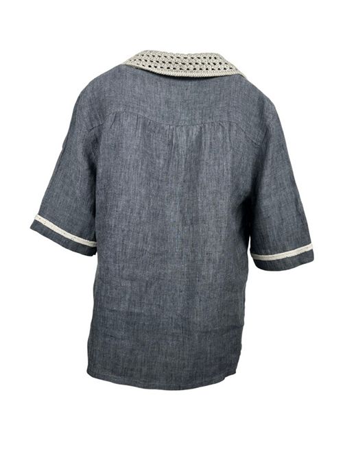 camicia donna con dettagli uncinetto grigia Purotatto | 1703898