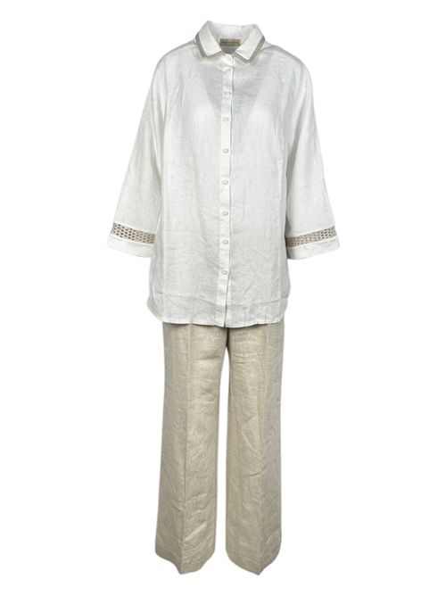 pantalone donna in lino beige Purotatto | 3160115