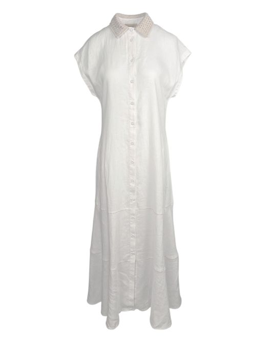 chemisier donna con dettagli uncinetto bianco Purotatto | 4143469