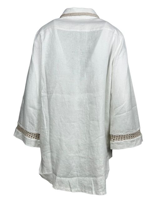 camicia donna con dettagli uncinetto bianca Purotatto | 511082
