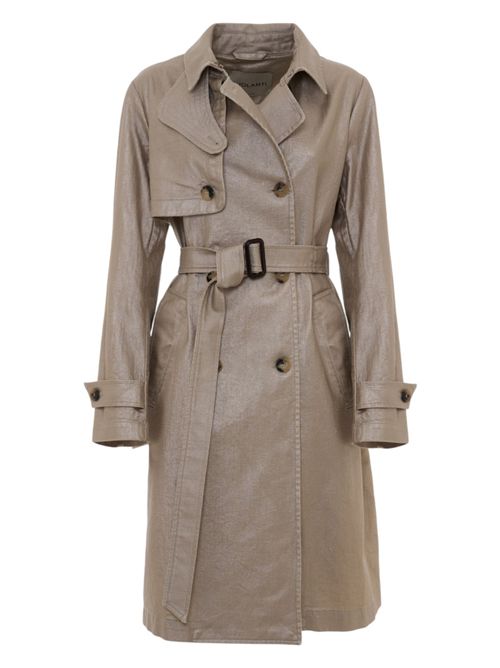 women's beige lurex coated cotton trench coat Violanti | VC351-5800580