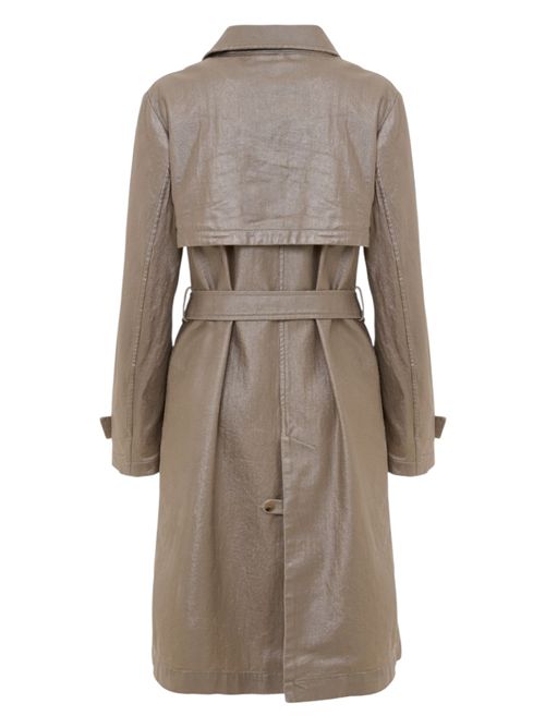 women's beige lurex coated cotton trench coat Violanti | VC351-5800580