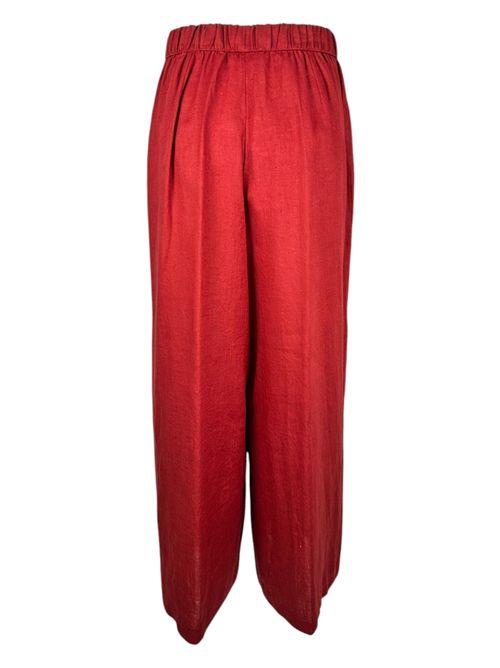 pantalone donna largo in lino rosso Whyci | 1035084