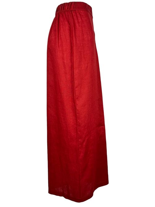 pantalone donna largo in lino rosso Whyci | 1035084