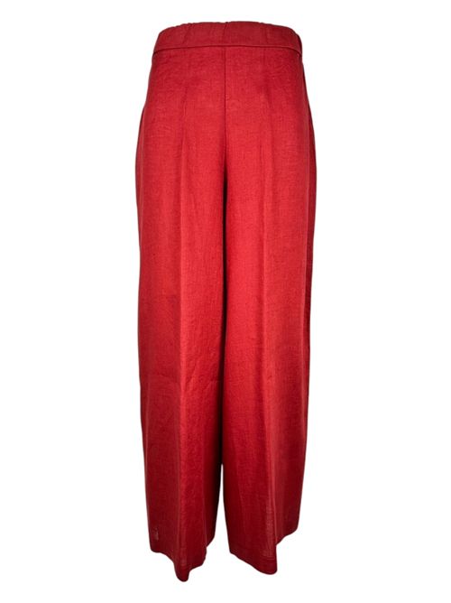 pantalone donna largo in lino rosso Whyci | 1035084