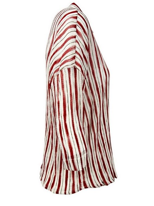 camicia donna in mussola a righe bianca e rossa Whyci | 15044-084