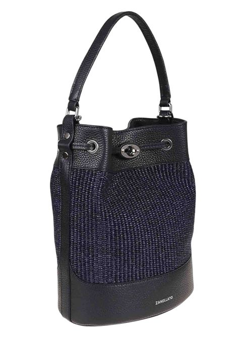 MONDA' SMALL women's BAG in blue straw fabric Zanellato | 068980-2030000BLU