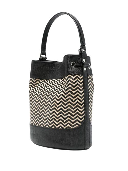Mondà small women's bag in black and white straw fabric Zanellato | 068980-2030000ZIGZAG