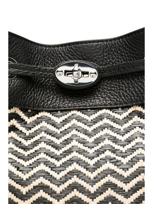 Mondà small women's bag in black and white straw fabric Zanellato | 068980-2030000ZIGZAG