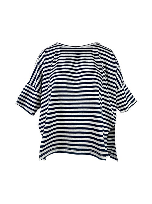 t-shirt donna manica 3/4 over blu e grigia Aragona | D3359TR1405