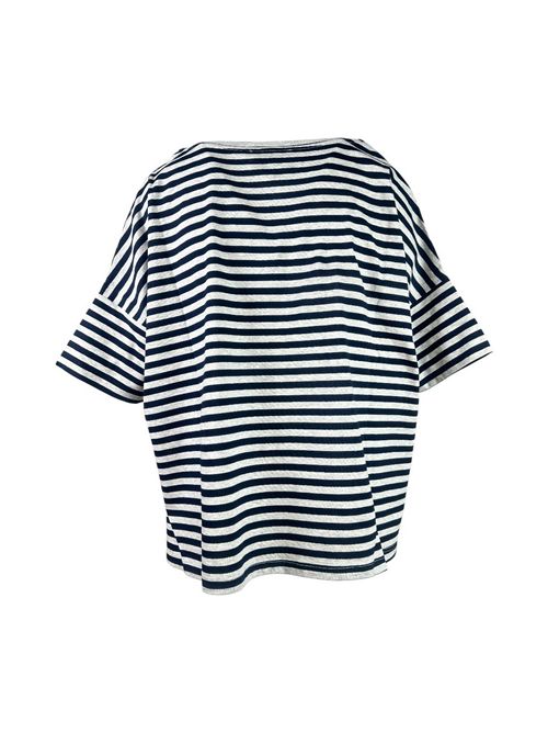 t-shirt donna manica 3/4 over blu e grigia Aragona | D3359TR1405