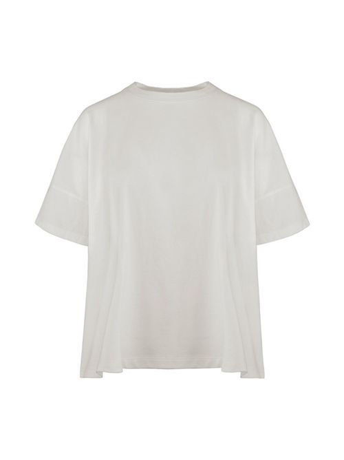 t-shirt donna mezza manica a scatola in cotone bianco Bomboogie | TW7441-JO3601