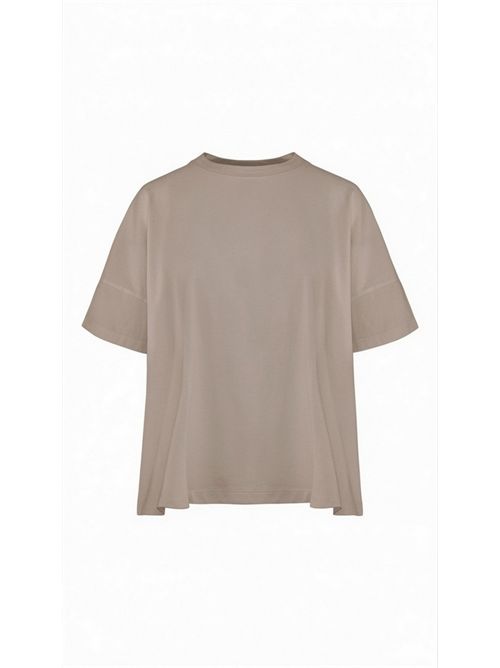 t-shirt donna mezza manica a scatola in cotone crema