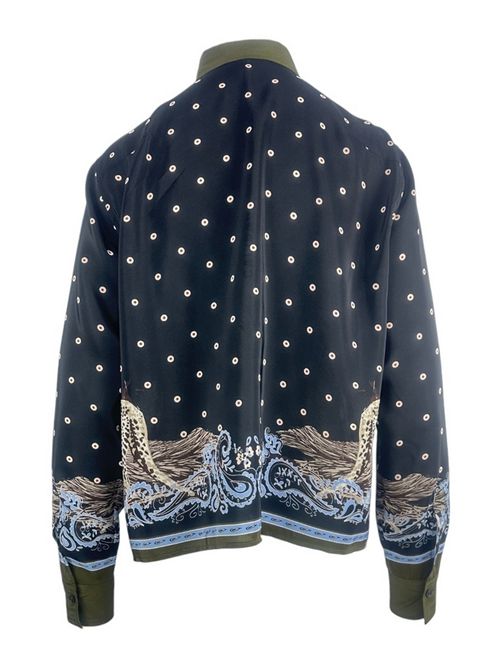 camicia donna a scatola fantasia bandana blu e militare Caliban | P6E-Y6QFE2