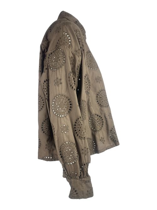 camicia donna cropped in sangallo marrone Caliban | P6U-KW1AR1