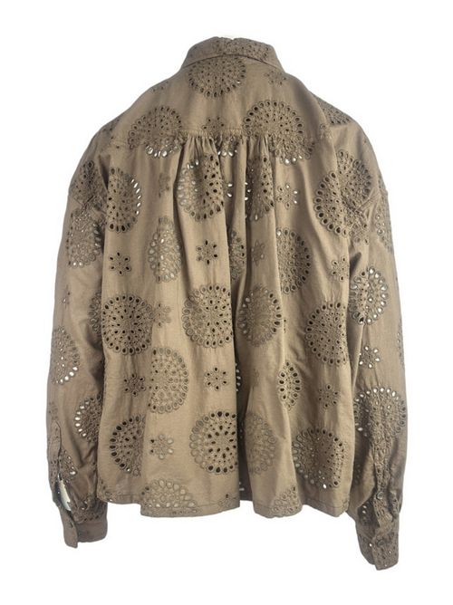 camicia donna cropped in sangallo marrone Caliban | P6U-KW1AR1