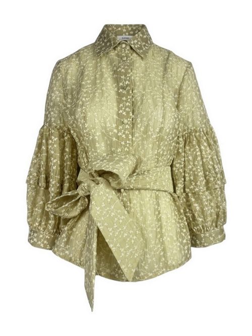 camicia donna baloon ricamata crema Caliban | P7K-YXQAS1