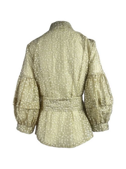 camicia donna baloon ricamata crema Caliban | P7K-YXQAS1