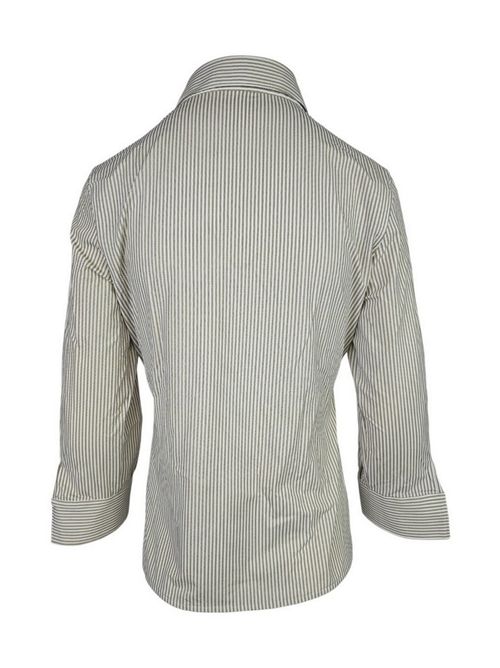 camicia donna polo in skinlike a righe bianco e beige Caliban | PW7-QHTRR3
