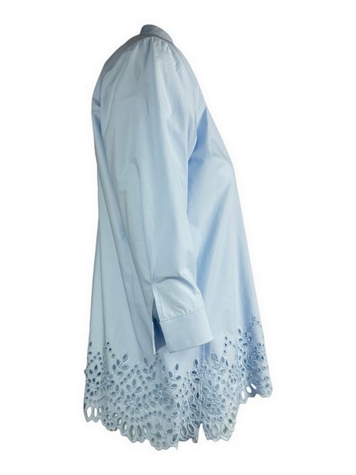 camicia donna con bordo in sangallo azzurra Caliban | R2V-XE2AB1